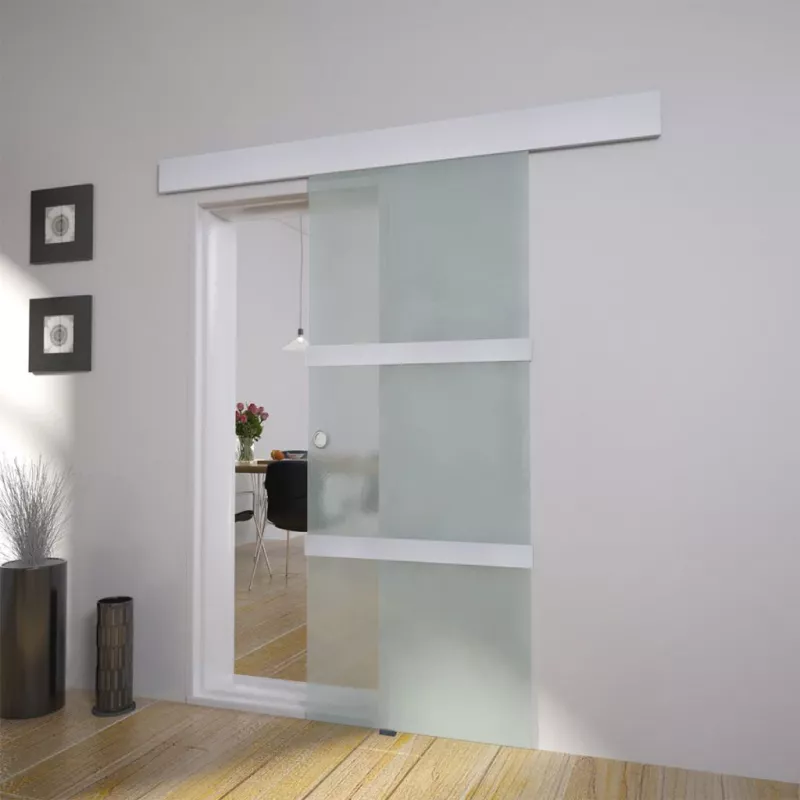 Ușă glisantă, argintiu,178 cm, sticlă și aluminiu, [],mobideco.ro