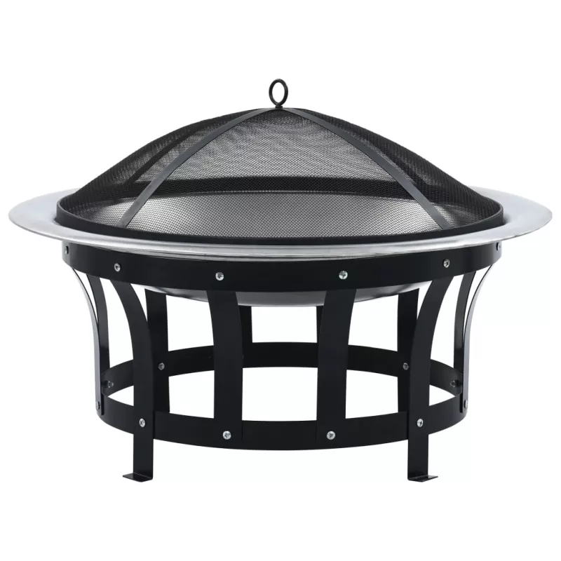 Vatră de foc de exterior cu grătar, 76 cm, oțel inoxidabil, [],https:mobideco.ro