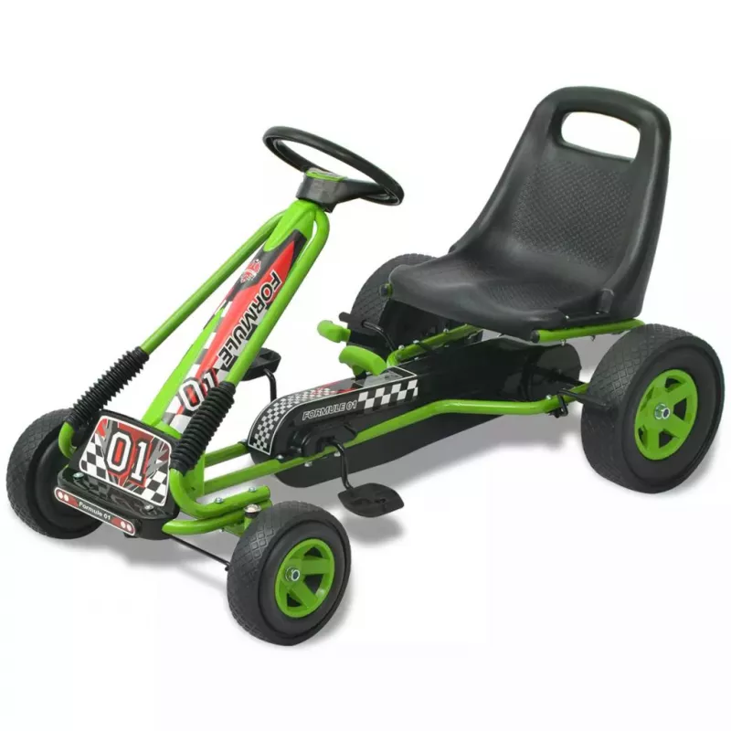 vidaX Kart cu pedale cu șezut reglabil verde, [],mobideco.ro