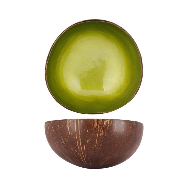 Bol din cocos Ø14 x 6 cm maro/verde Cocos Metallic Lime Noya