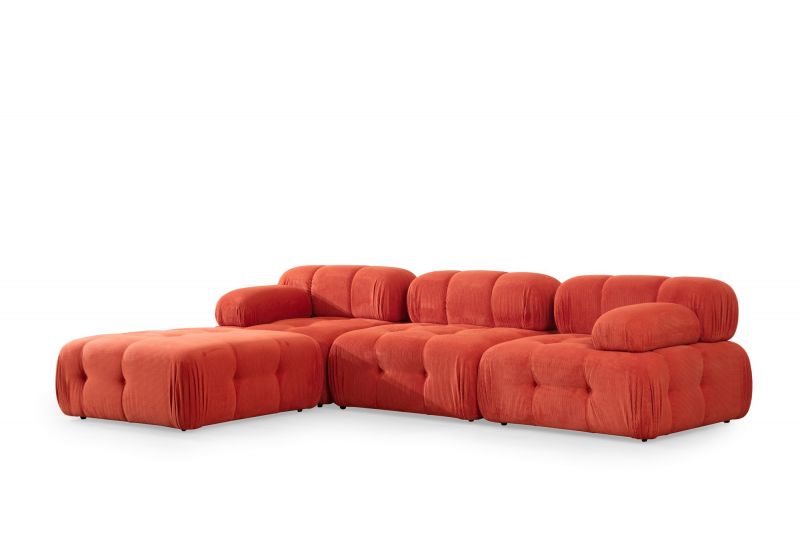 Coltar Doblo 3 Seater with Pouffe ( L1-O1-1R-Pouffe) - Red