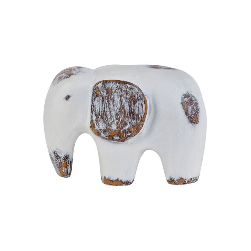 Decoratiune elefant alb din polirasina 11 cm Yazhi