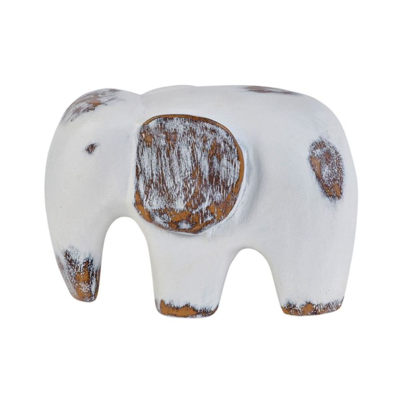 Decoratiune elefant alb din polirasina 12.5 cm Yazhi