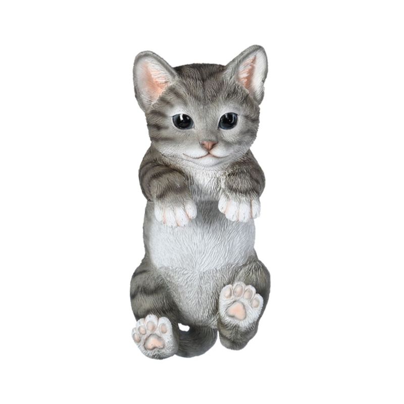 Decoratiune pentru gard, din polirasina, 21 cm, Pisica gri Esschert Design