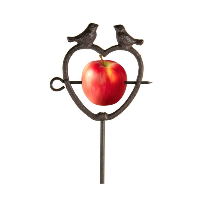 Hranitoare pentru pasari ruginie din oțel turnat Heart on Stick Esschert Design