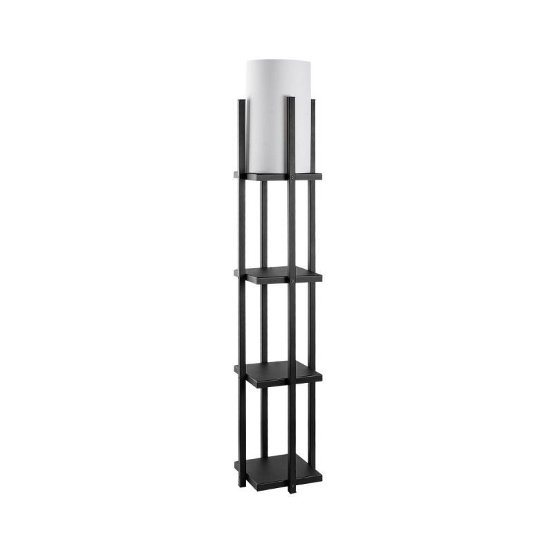 Lampadar-etajera negru/alb metal si textil 7111, inaltime 130 cm