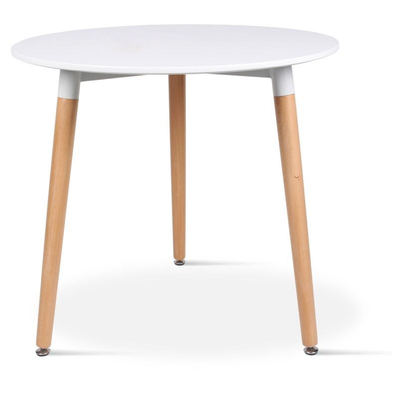 Masa rotunda, pentru bucatarie / living, blat din MDF, picioare din lemn de fag, Ø80 x 75 cm, Grunberg DT4005 (alb)