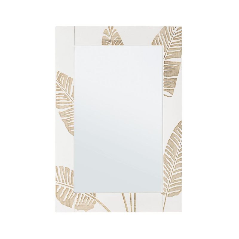 Oglinda alb/maro din lemn, MDF si sticla 76x54 cm Folium Bizzotto