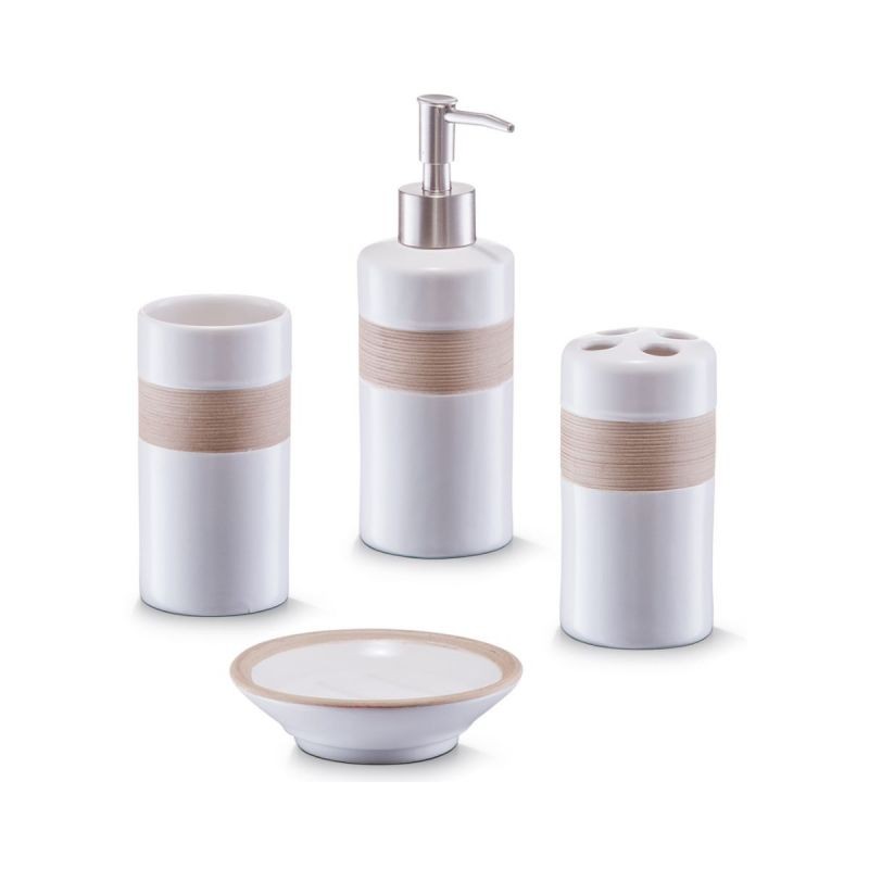 Set accesorii de baie alb/bej din ceramica Ribbon Zeller