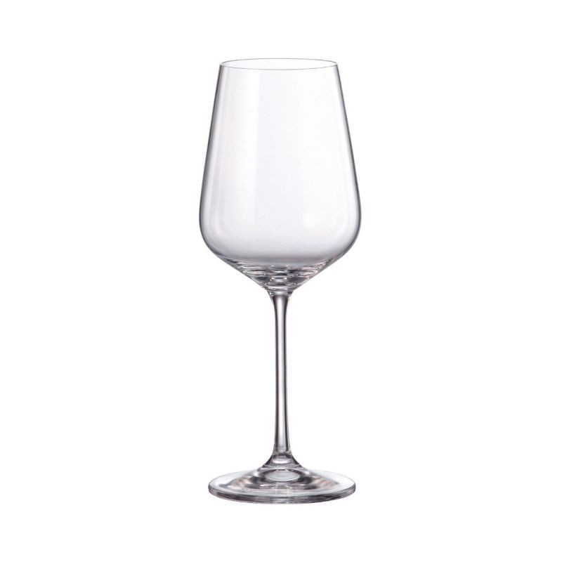 Set de 4 pahare pentru vin alb, transparent, din cristal de Bohemia, 490 ml, Globo