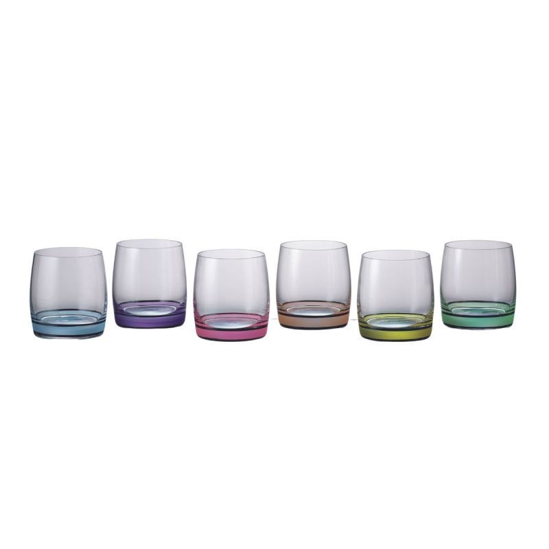 Set de 6 pahare pentru apa, multicolor, din cristal de Bohemia, 290 ml, Ideal Color OF