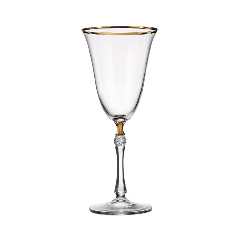 Set de 6 pahare pentru vin rosu, transparent, din cristal de Bohemia, 250 ml, Zoya