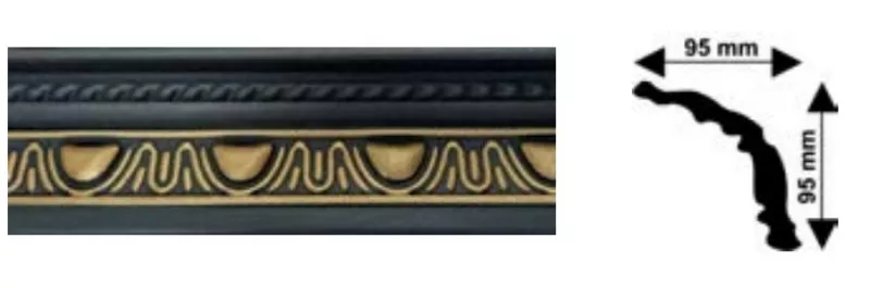 Bagheta decorativa polistiren, PPO-CM18-RBG, negru auriu, 2000 x 95 x 95 mm, 48 bucati/bax, [],profiline.ro