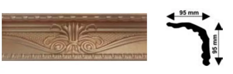 Bagheta decorativa polistiren, PPO-CM23-LG, auriu lux, 2000 x 90 x 90 mm, 48 bucati/bax, [],profiline.ro
