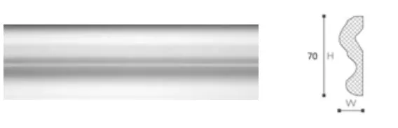 Bagheta decorativa polistiren, PPO-LX70, alb, 2000 x 70 x 20 mm, 52 bucati/bax, [],profiline.ro