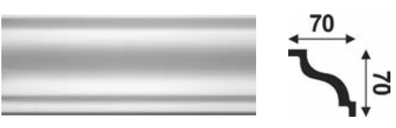 Bagheta decorativa polistiren, PPO-LX72, alb, 2000 x 70 x 70 mm, 80 bucati/bax, [],profiline.ro