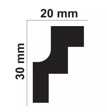 Profil decorativ polistiren, PPO-S30 20X30mm 2M, [],profiline.ro