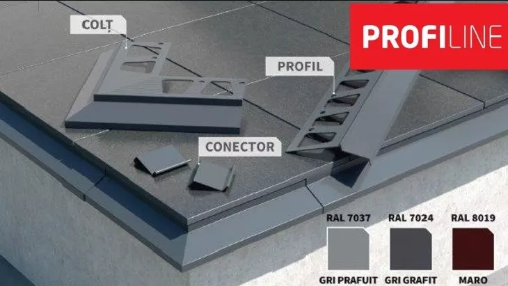 Profil picurator pentru balcon din aluminiu GRI PRAFUIT, RAL 7037, [],profiline.ro