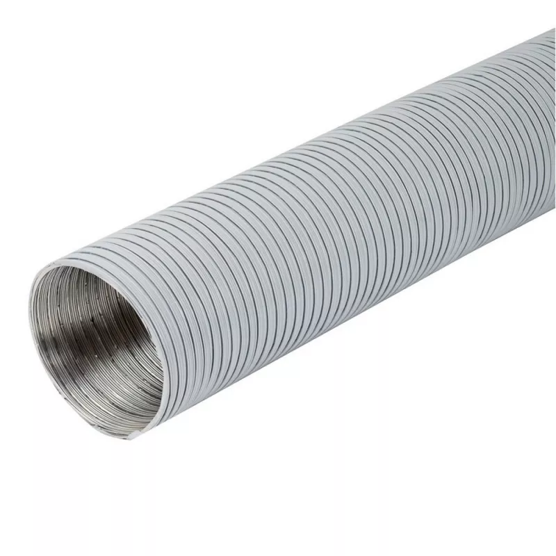 Tub flexibil din aluminiu, pentru tubulatura sistemelor de aerisire / climatizare, D 120 mm, alb, extensibil 3 m, [],profiline.ro
