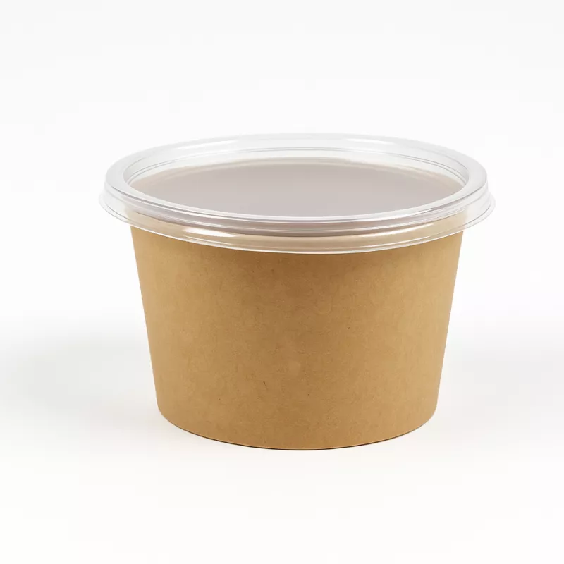 Bol supa carton kraft cu capac 473ml 50buc/set