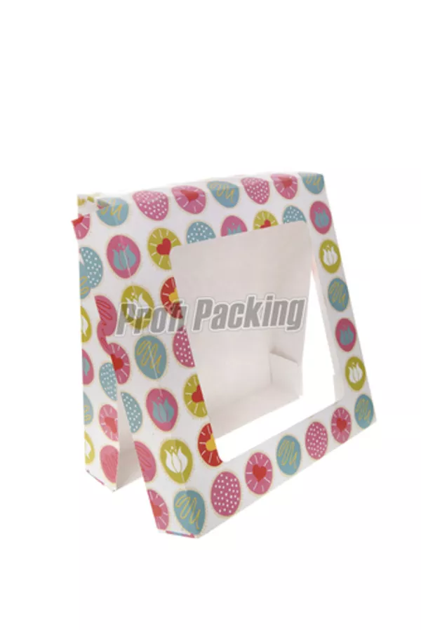 Cutii pentru tort si prajituri - Cutii color cu fereastra 25x25x5cm 25buc/set, profipacking.ro