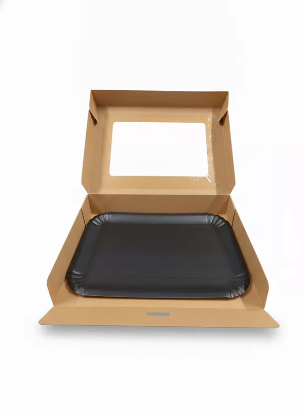 Cutii pentru tort si prajituri - Cutii cu fereastra + tavite negre 31x22x8cm 5buc/set, profipacking.ro