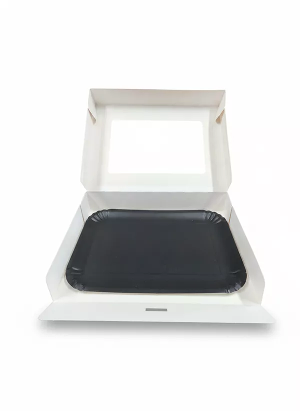 Cutii pentru tort si prajituri - Cutii cu fereastra si tavite negre 35x26x6cm 5buc/set, profipacking.ro