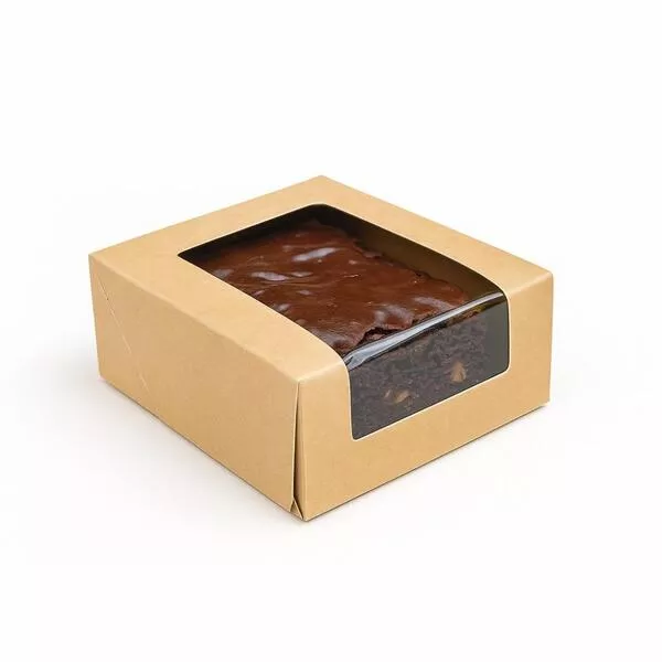 Cutii pentru tort si prajituri - Cutii kraft cu fereastra 10x10x4.5cm 25buc/set, profipacking.ro