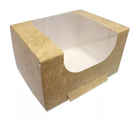 Cutii pentru tort si prajituri - Cutii kraft cu fereastra 13x11x8cm 25buc/set, profipacking.ro