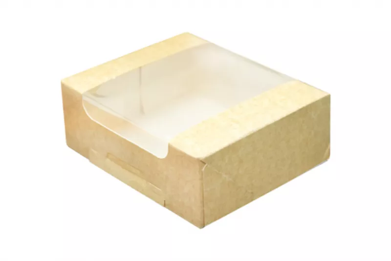 Cutii pentru tort si prajituri - Cutii kraft cu fereastra 13x12x5cm 25buc/set, profipacking.ro