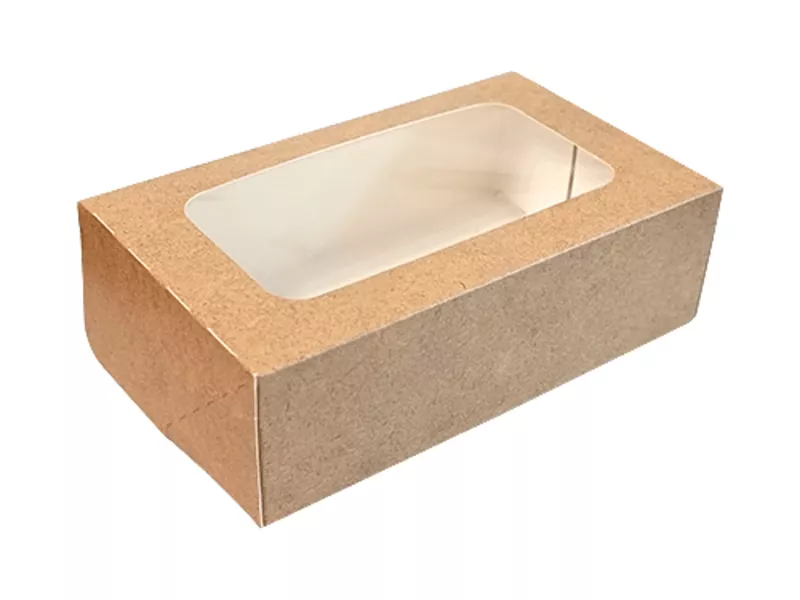 Cutii pentru tort si prajituri - Cutii kraft cu fereastra 17x9x6cm 25buc/set, profipacking.ro