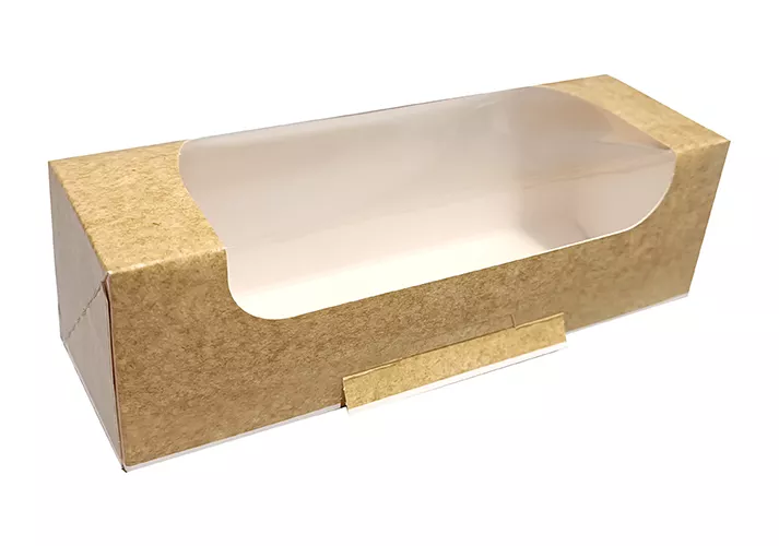 Cutii pentru tort si prajituri - Cutii kraft cu fereastra 18x6x6cm 25buc/set, profipacking.ro