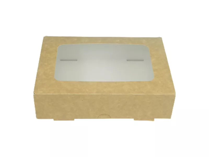 Cutii pentru tort si prajituri - Cutii kraft cu fereastra 19x13x5cm 15buc/set, profipacking.ro