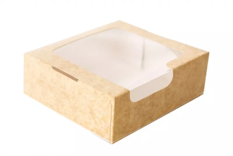 Cutii pentru tort si prajituri - Cutii kraft cu fereastra 20x20x6cm 25buc/set, profipacking.ro
