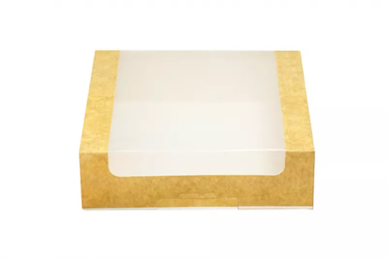 Cutii pentru tort si prajituri - Cutii kraft cu fereastra 24x24x6cm 25buc/set, profipacking.ro