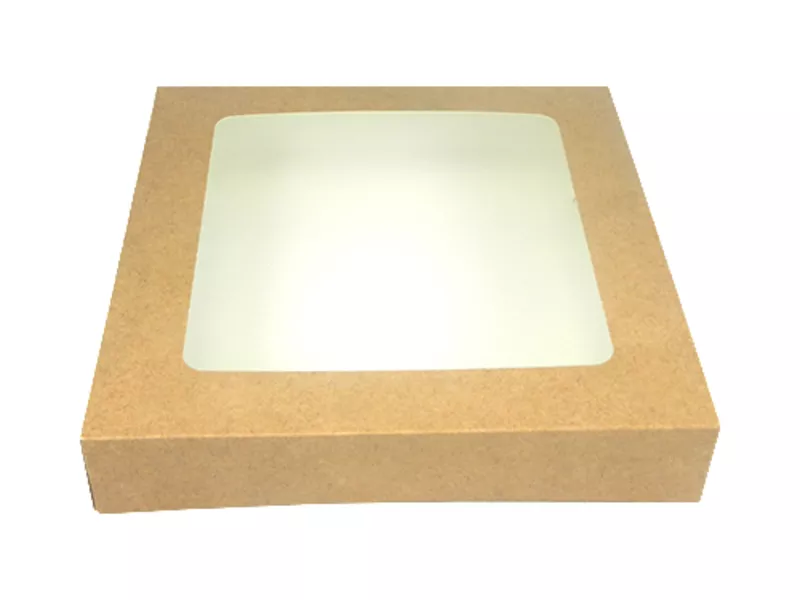 Cutii pentru tort si prajituri - Cutii kraft cu fereastra 25x25x5cm 15buc/set, profipacking.ro