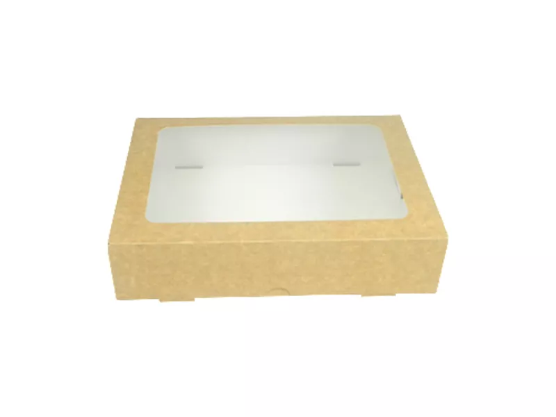 Cutii pentru tort si prajituri - Cutii kraft cu fereastra 26x19x6cm 15buc/set, profipacking.ro