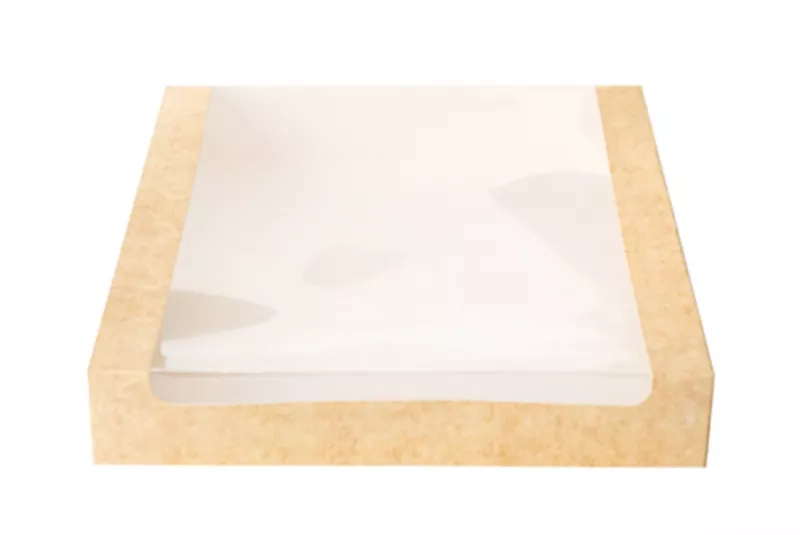 Cutii pentru tort si prajituri - Cutii kraft cu fereastra 28x28x5cm 25buc/set, profipacking.ro