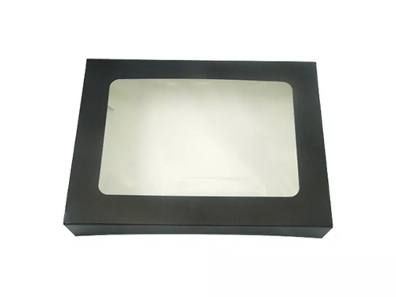 Cutii pentru tort si prajituri - Cutii negre cu fereastra 26x19x5cm 15buc/set, profipacking.ro