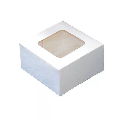 Cutii pentru tort si prajituri - Cutii prajituri albe cu fereastra 13x13x7cm 20buc/set, profipacking.ro