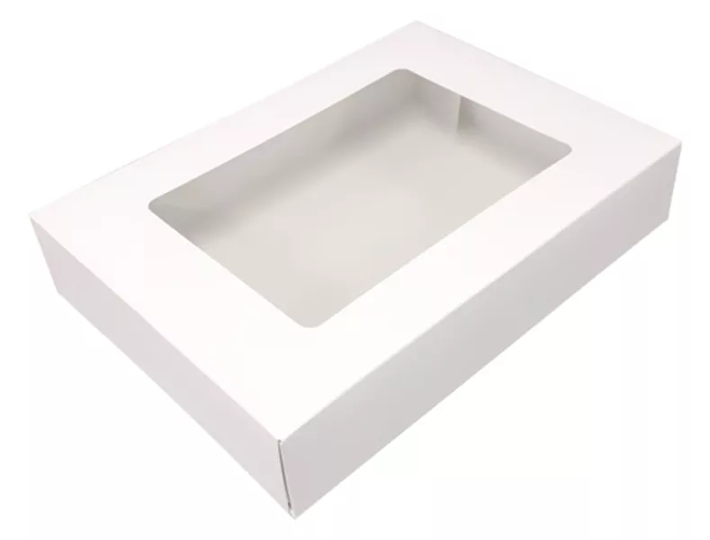Cutii pentru tort si prajituri - Cutii prajituri albe cu fereastra 35x26x6cm 25buc/set, profipacking.ro