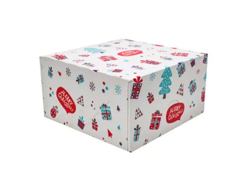 Cutii pentru tort si prajituri - Cutii prajituri Merry Christmas 13x13x7cm 20buc/set, profipacking.ro