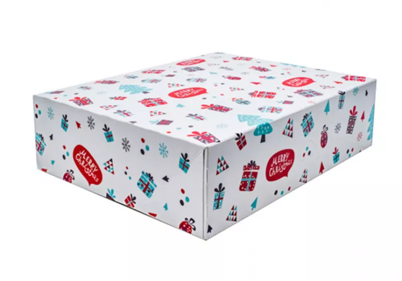 Cutii pentru tort si prajituri - Cutii prajituri Merry Christmas 25x21x7cm 20buc/set, profipacking.ro