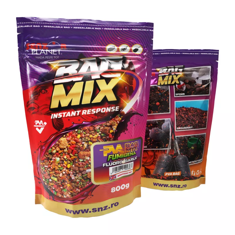 SUMMER PVA BAG MIX FUMIGENA FLUORO GARLIC 800g snz.ro