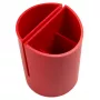 Suport plastic birou 5 compartimente cilindric EVOffice rosu