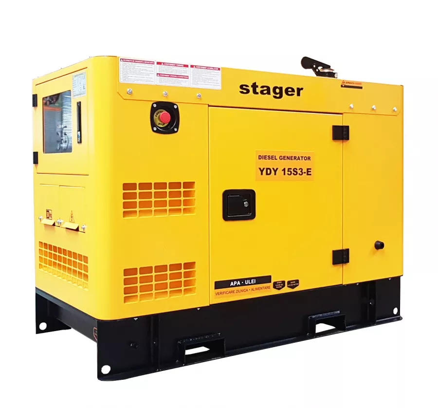 Generatoare insonorizate - Generator insonorizat diesel trifazat Stager YDY15S3-E, 14kVA, 19A, 1500rpm, climasoft.ro