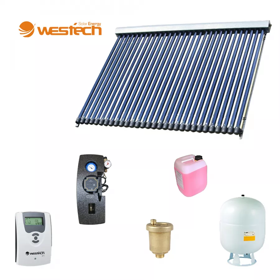 Panouri solare cu boiler in casa - Pachet Westech WT-B58 panou solar cu 30 tuburi vidate si boiler bivalent 200 litri, climasoft.ro