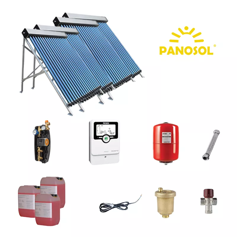 Pachet fara boiler panouri solare Panosol pentru Pensiuni/ Hoteluri - 20 persoane