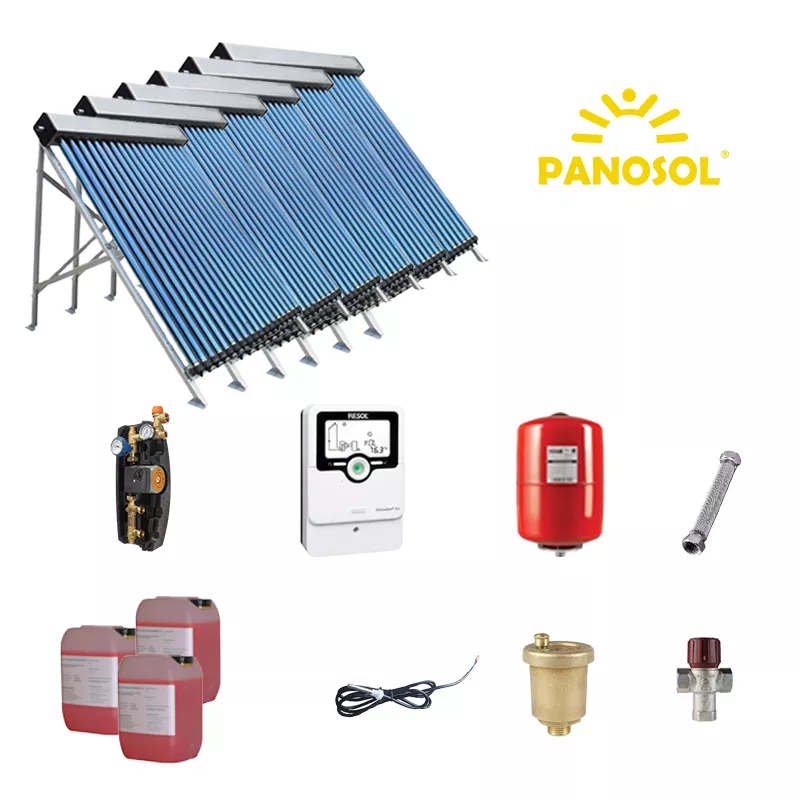 Pachet fara boiler panouri solare Panosol pentru Pensiuni/ Hoteluri - 30 persoane