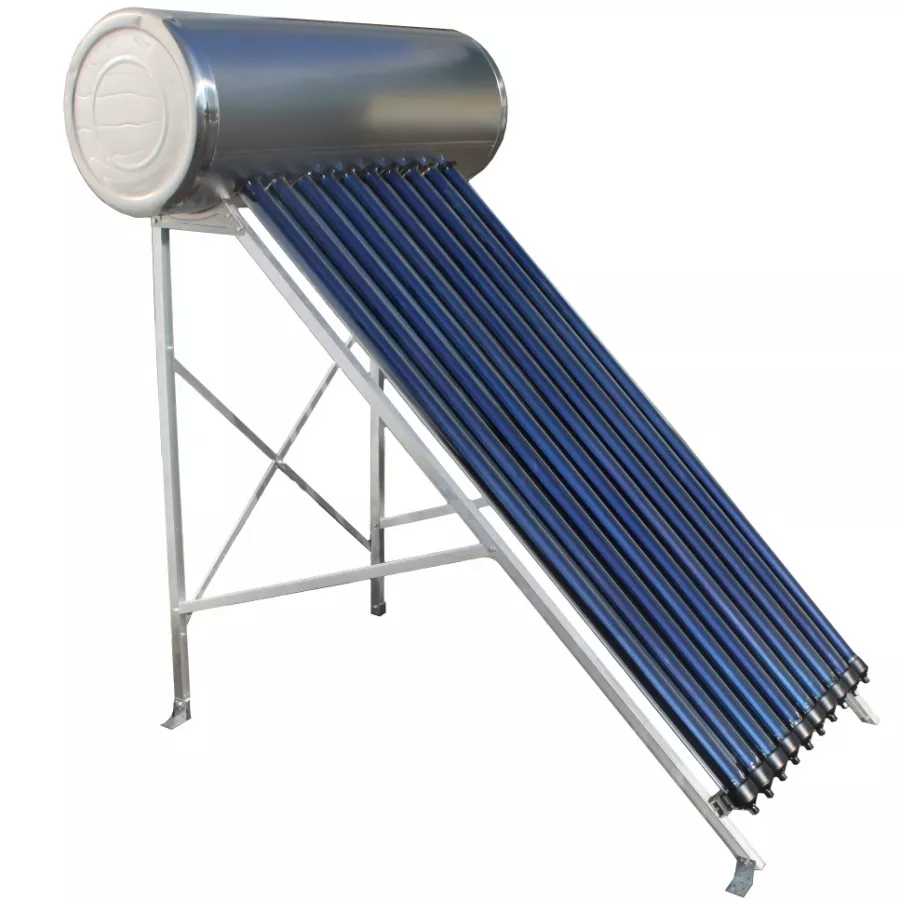 Panou solar apa calda cu 10 tuburi vidate heat pipe si boiler presurizat 120 litri Panosol PS120 - suport terasa